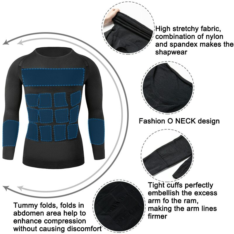 Men's Slimming Body Shaper Tummy Control Shapewear Compression T-Shirt Vest Tops gallery