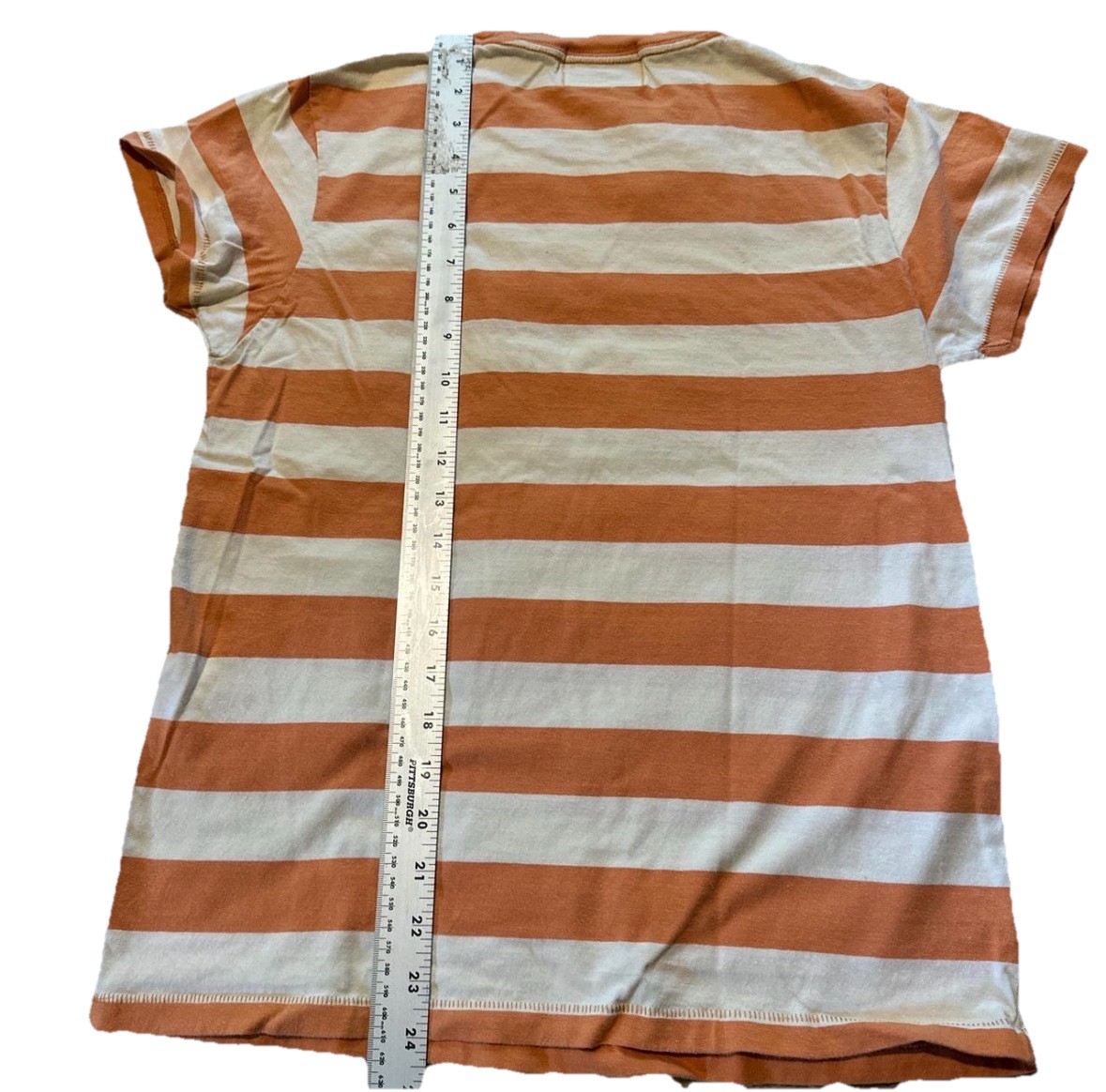 LEVIS VINTAGE CLOTHING LVC 1940’S SPLIT HEM T-SHIRT STRIPE Orange White Size S gallery