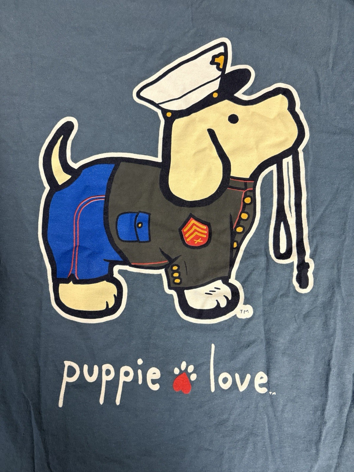 Puppie Love Dress Blue Marine Corps Dog Graphic T-Shirt Unisex Medium Blue gallery