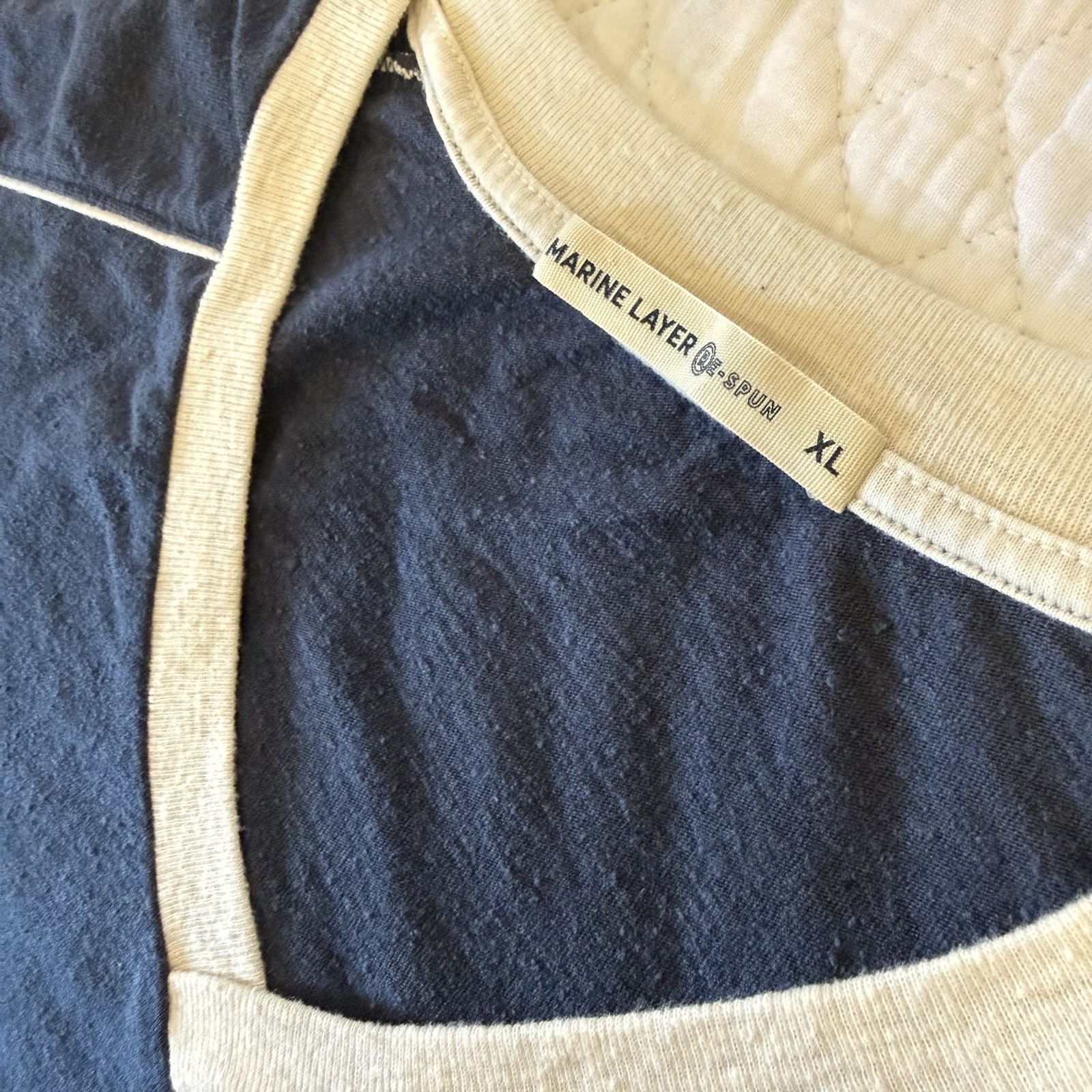 Marine Layer Varsity V-Neck T-shirt in color-way Mood Indigo Size XL Retro Surf gallery