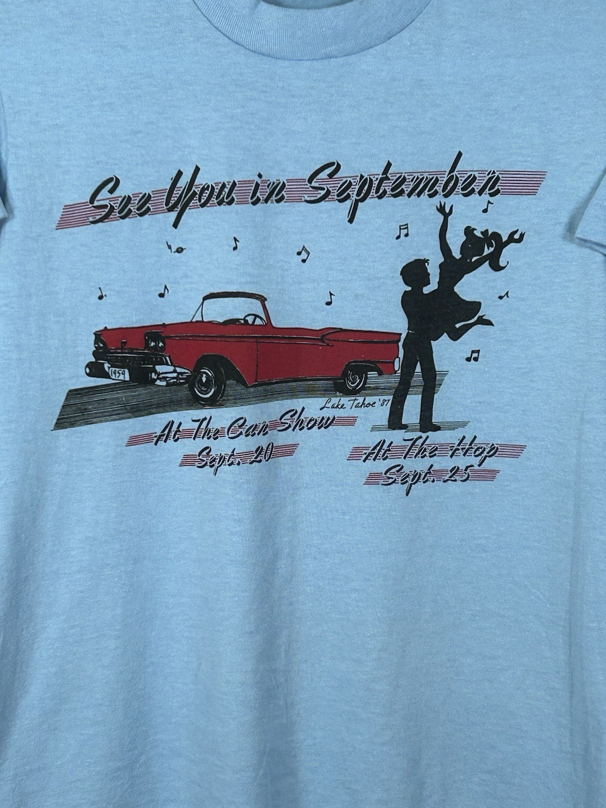 Vintage 80s Classic Car Show Hot Rod Single Stitch Lake Tahoe Sock Hop M USA gallery