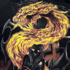 Spiral Direct Shirt Men Large Black Tee Skull Fire Flames Dragon Cyber Punk Y2K