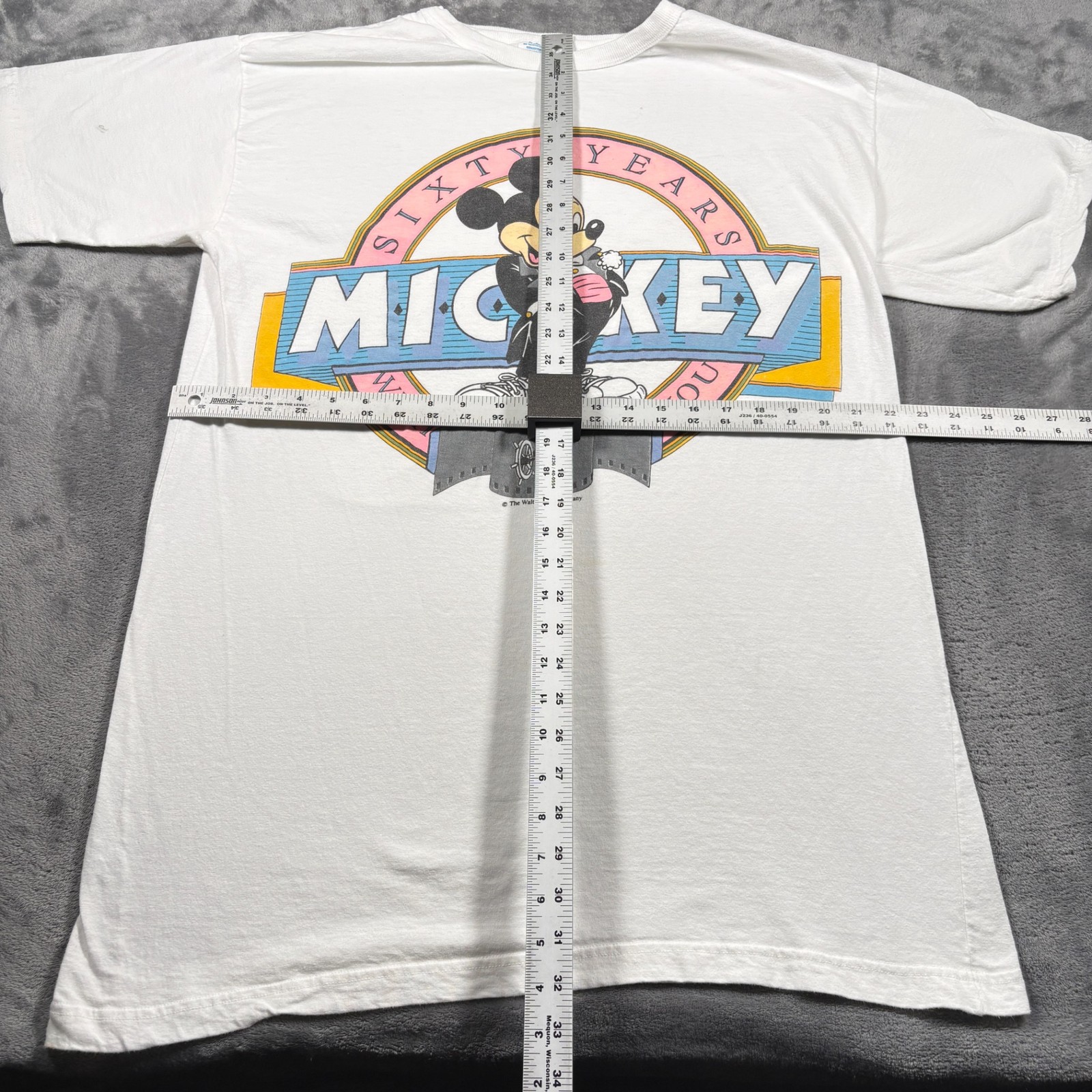 Vintage 90s T-Shirt Mens OSFA Disney Mickey Mouse Sixty Years With You Crew Neck gallery