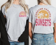Retro Sunset Graphic Tee Summer Vacation Shirt