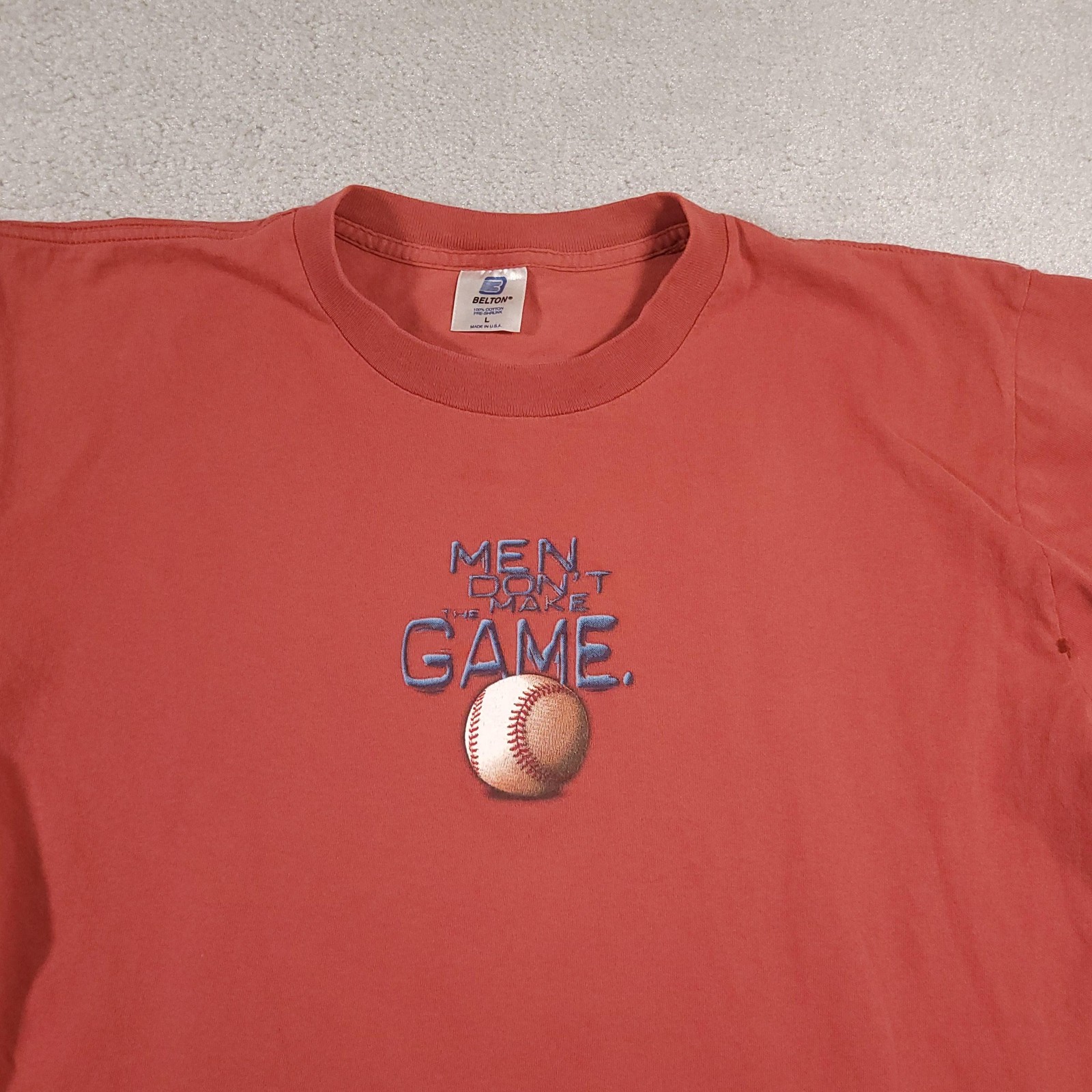 Vintage Big Ball Sports Shirt Mens Large Belton Made USA Baseball Graphic 90s Te gallery