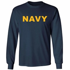 Navy NAVY Long Sleeve T with Gold ink – Adult Small to 5X