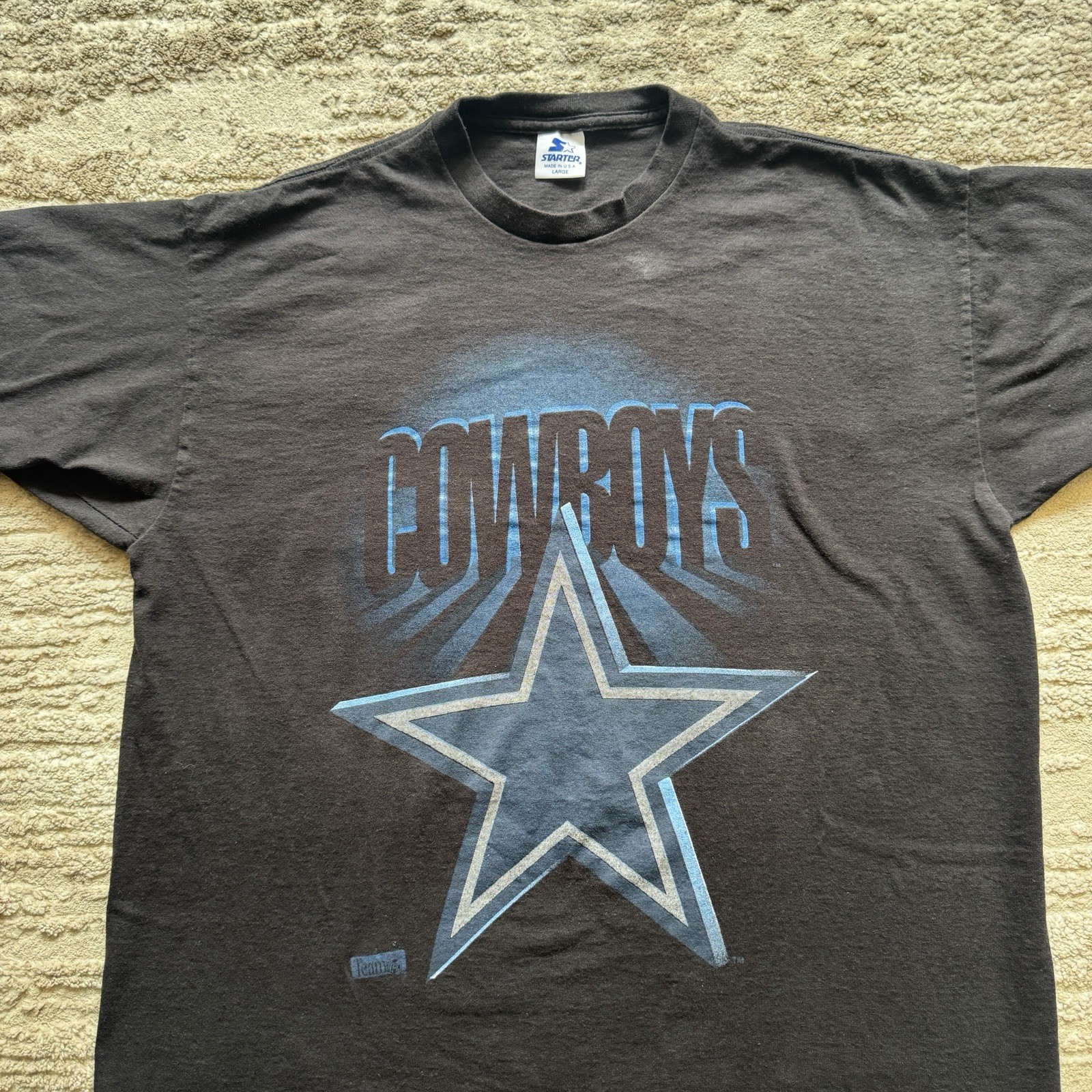 Vintage 90s Starter Dallas Cowboys Tee Mens Large Black NFL Football Tee USA gallery