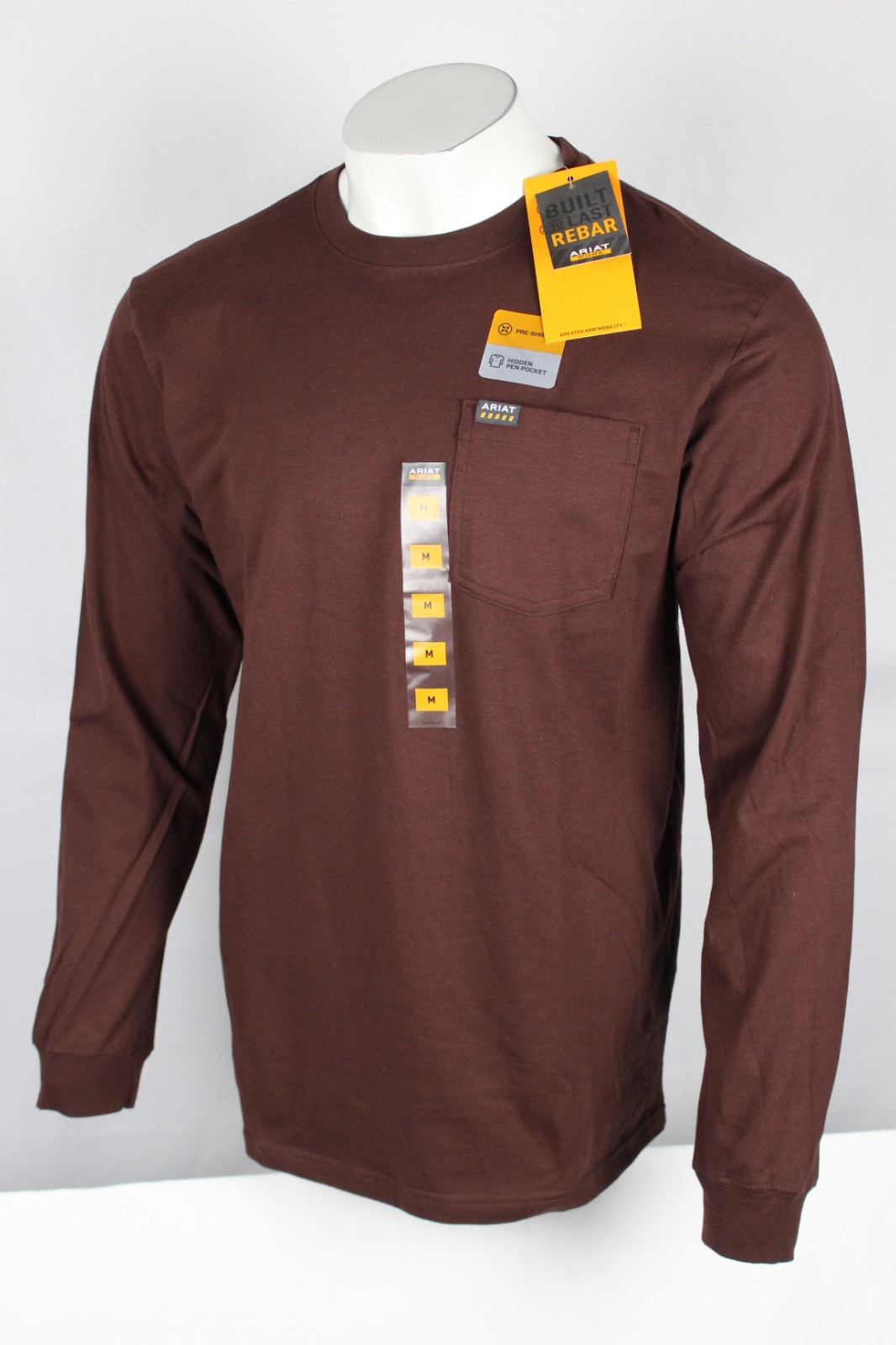 Ariat Men's Rebar Cotton Strong Hardhead Pocket T Shirt Long Sleeve Bitter Choco gallery