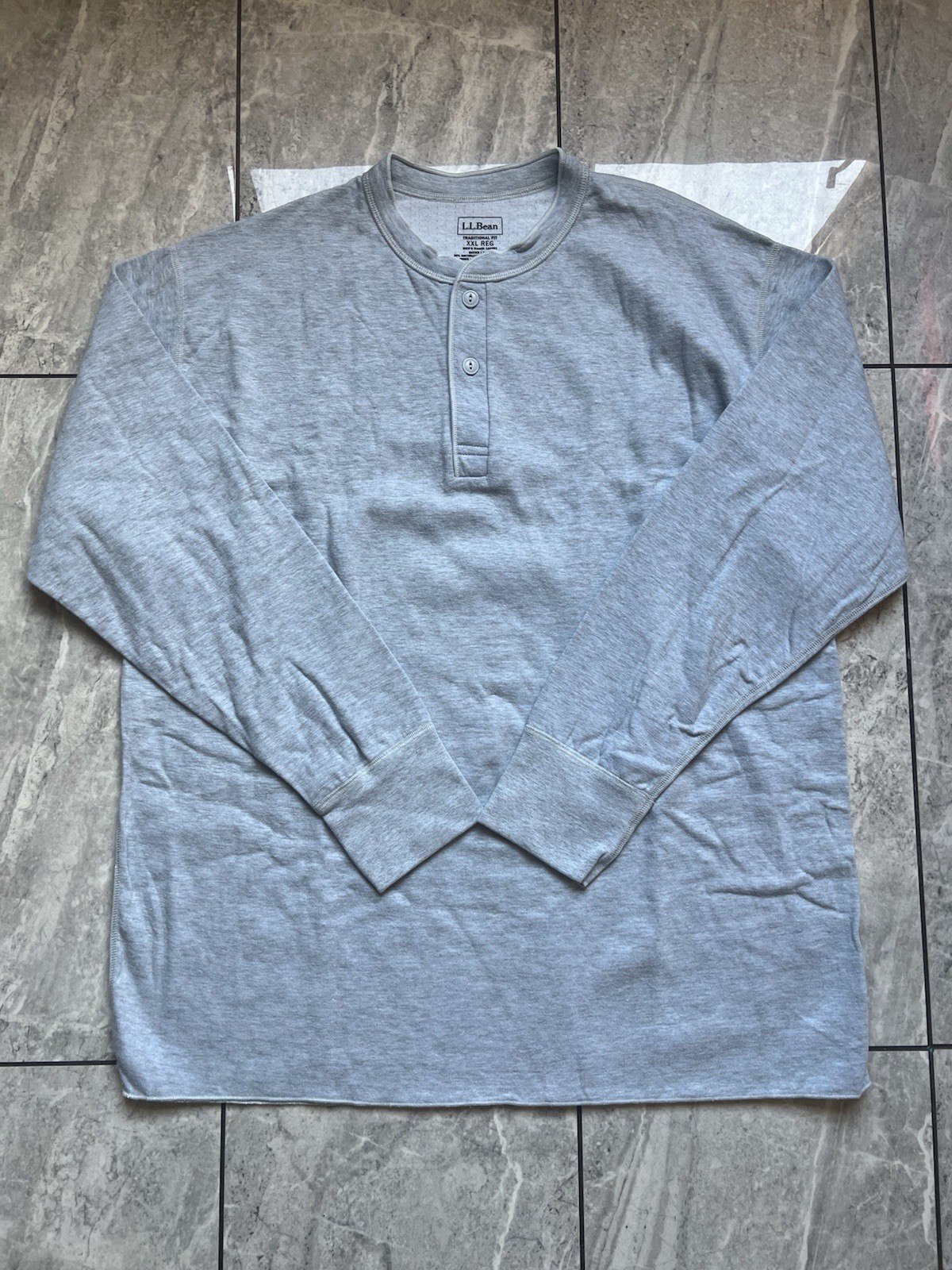 LL Bean Men's Two-Layer River Driver Henley Shirt Gray Wool/Cotton/Nylon 2XL Reg gallery