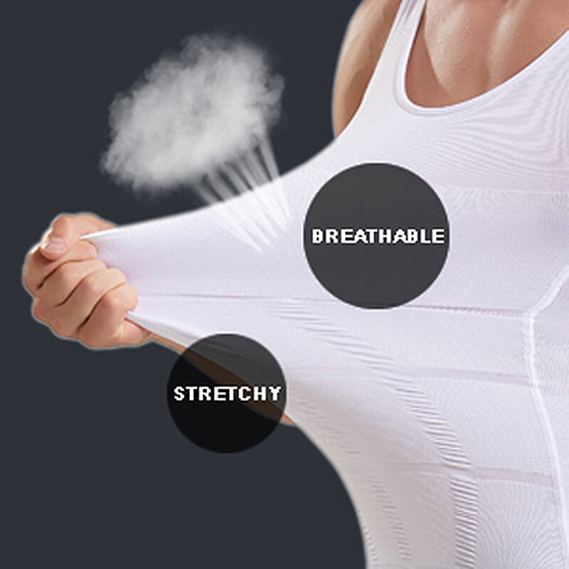 Men's Body Shaper Toning T-Shirt Ultra Durable Vest High Compression Underwear gallery