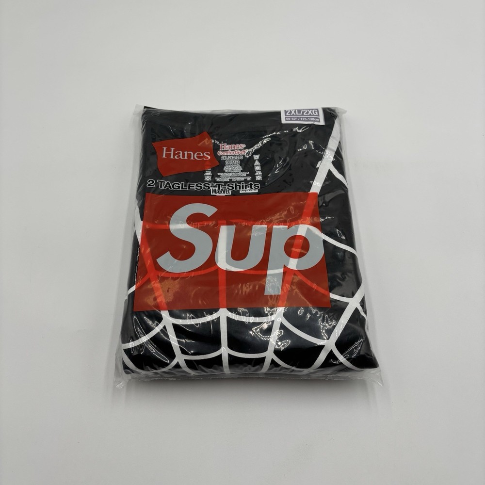 Supreme Hanes Spider-Man Tagless Tees (2 Pack) Black SS26 Size XXL Men’s IN HAND