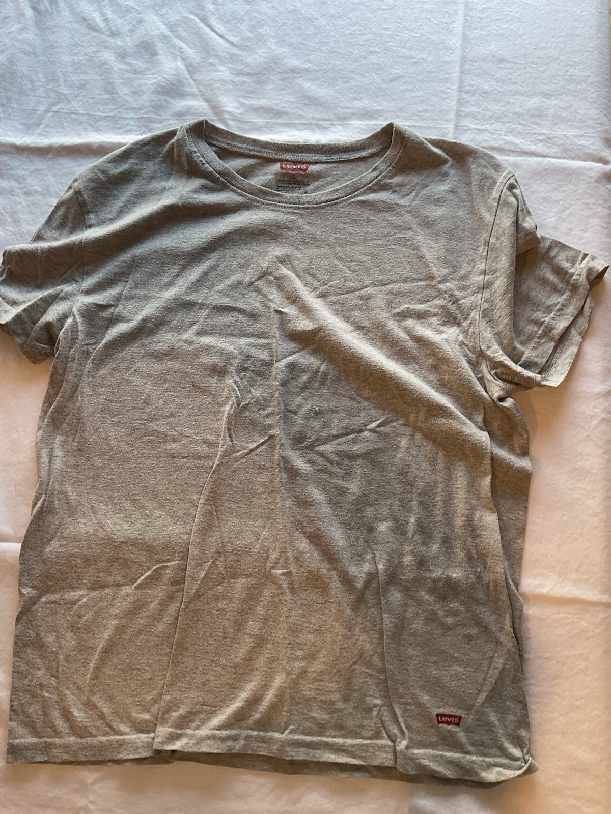 Levi’s Gray Solid Logo Accent Cotton Blend Knit Crew Neck T-Shirt Men M Regular