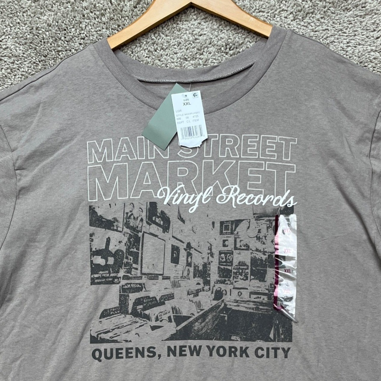 Main Street Market Vinyl Records NYC Doe T-Shirt Mens XXL Taupe Graphic NEW gallery