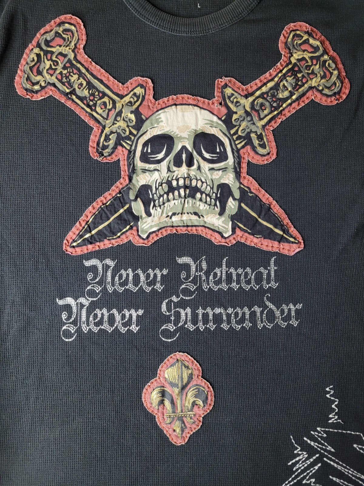 Rebel Spirit Thermal Long Sleeve Shirt Mens Large Black Skull Royalty Y2K Biker gallery