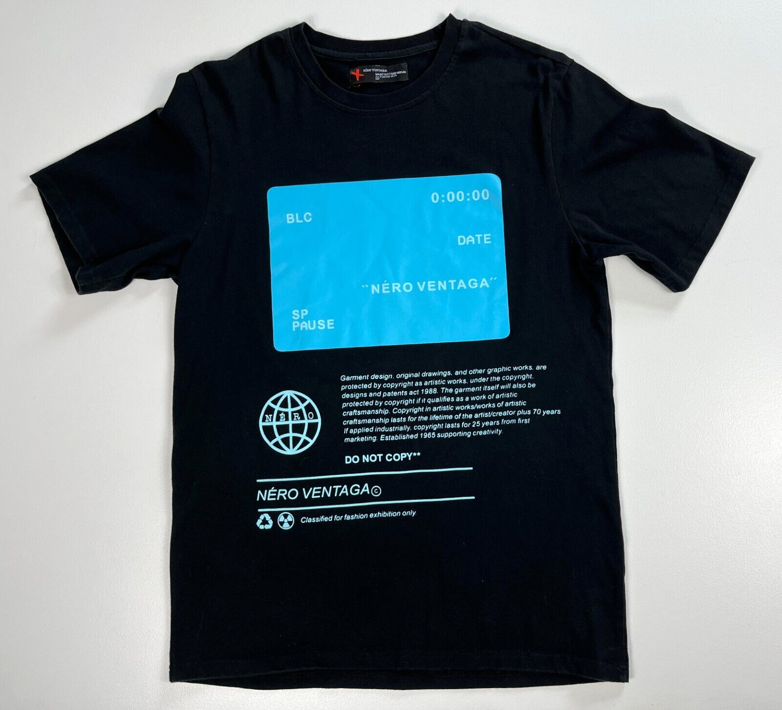 Men’s Nero Ventaga T-Shirt Streetwear Designer Sz M