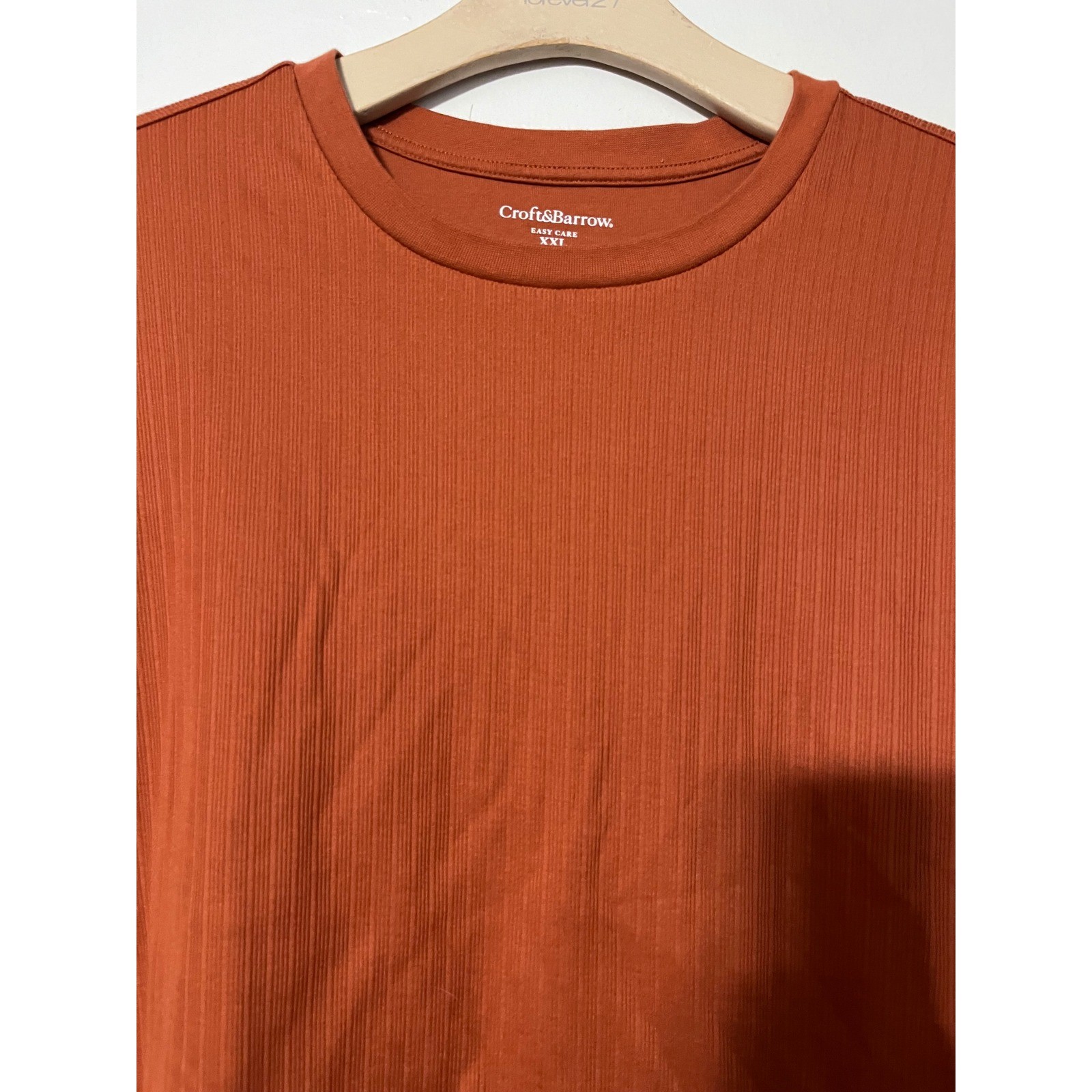 Croft & Barrow Mens XXL Burnt Orange Ribbed Short Sleeve Easy Care Tee RN73277 gallery