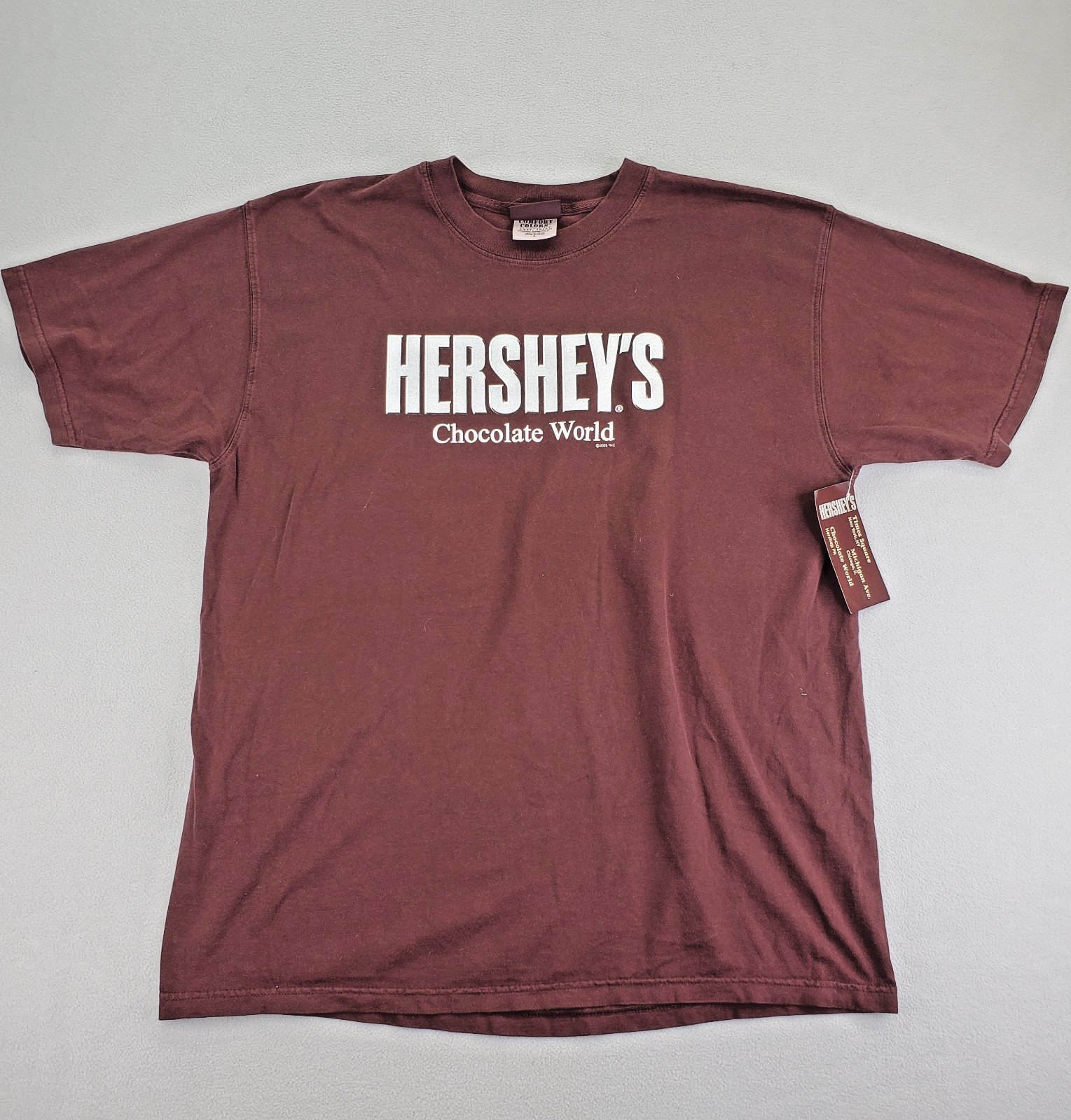Hersheys Chocolate World Shirt Mens L Brown Metallic Silver Logo NWT NOS New gallery