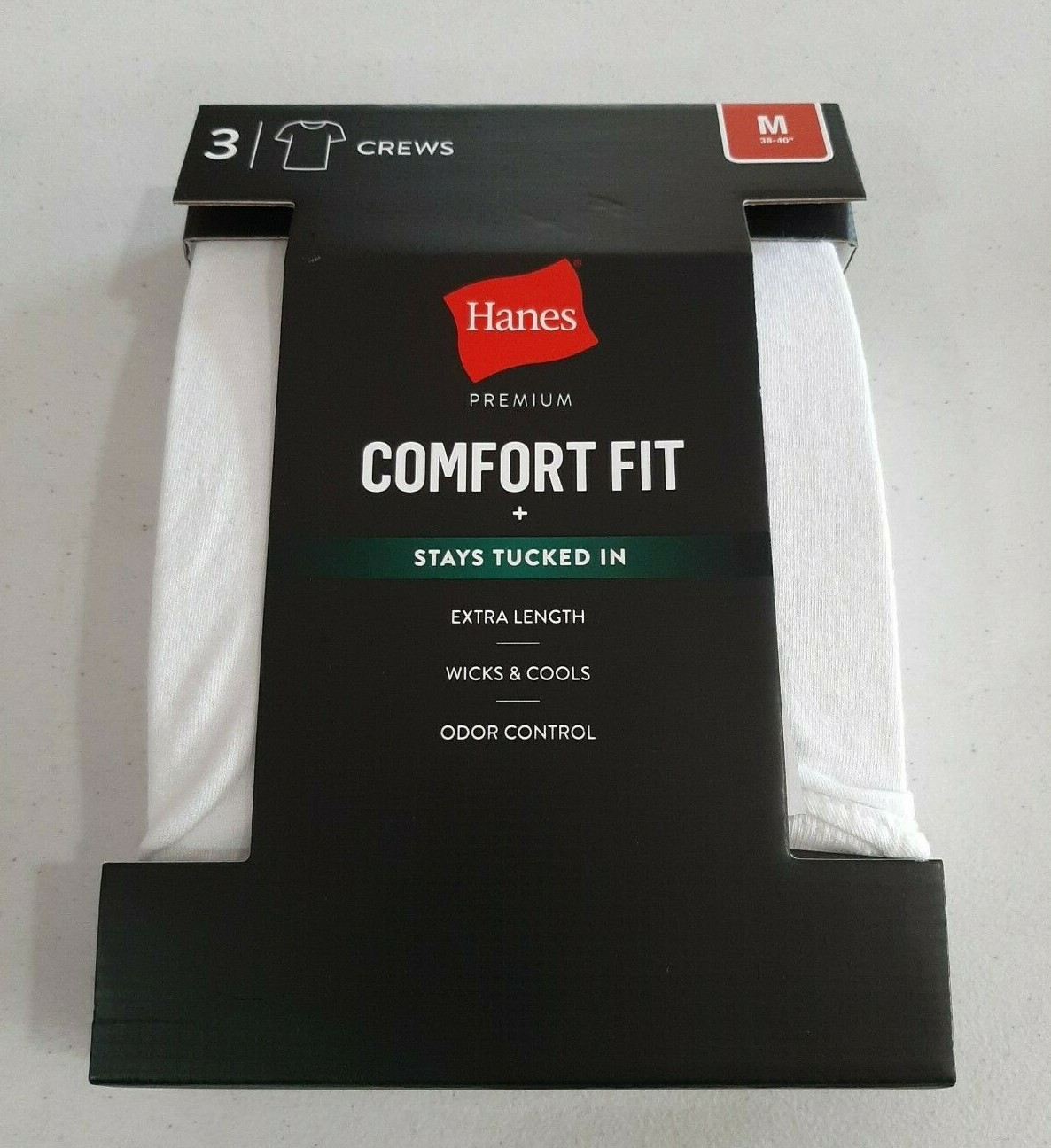 Hanes Premium Men's 3 Pack Comfort Fit Crew T-Shirts Size Medium White X Length gallery