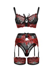 Plus Size Curvy Sexy Bow Feather Floral Lace Sheer Underwire Push Up Garter L…