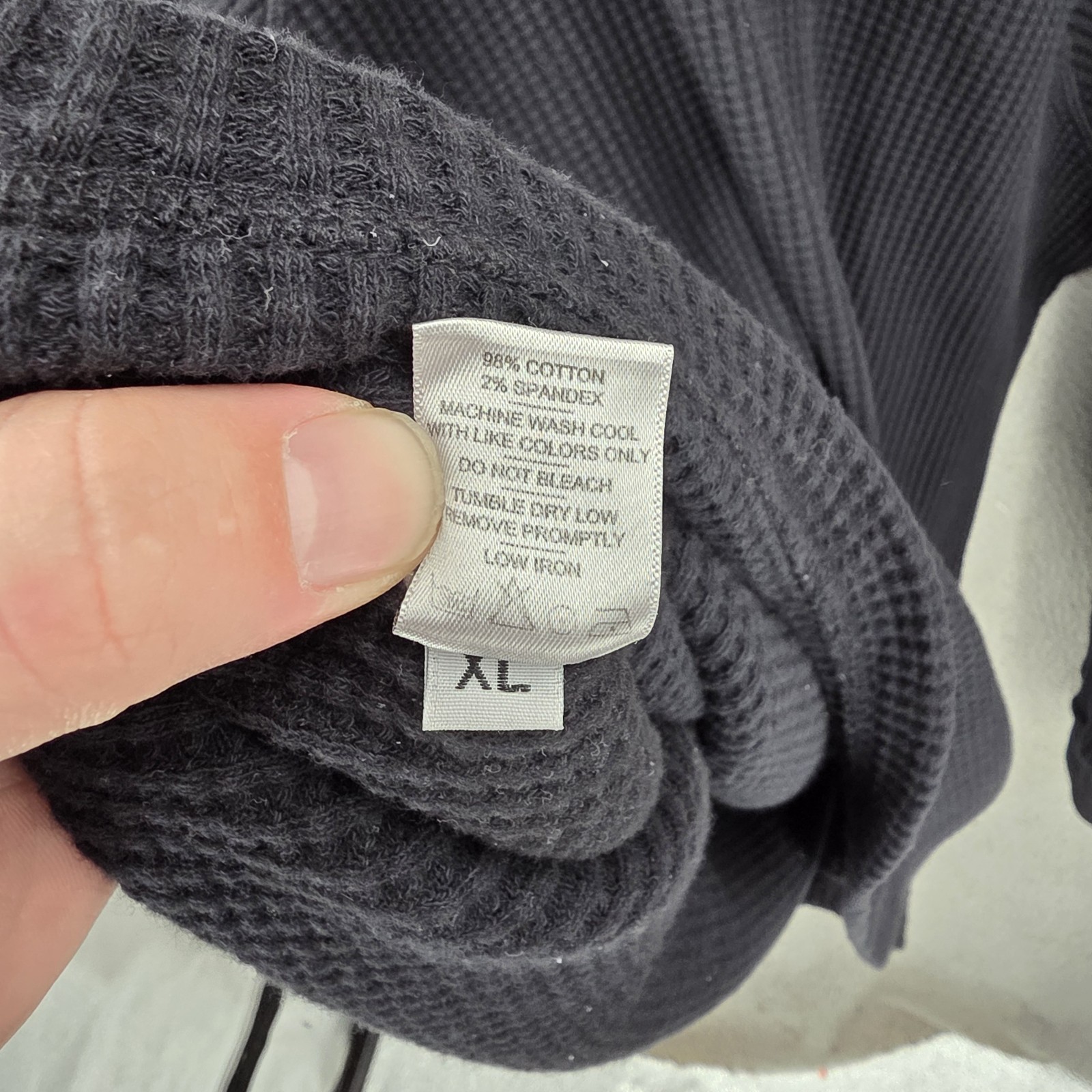 American Giant Shirt Mens XL Black Thermal Waffle Knit Crew Neck Heavyweight gallery
