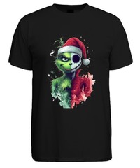 Christmas Grinch Skull Half Face Gloomy Gothic Halloween Mens T-Shirt