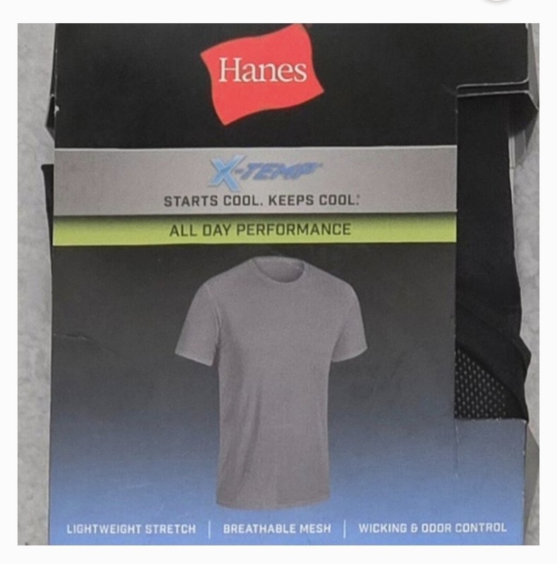 Hanes X-Temp 3XL Gray/Black. Mesh Tagless Quick Dry Stretch Crew Neck Tee 3-Pack
