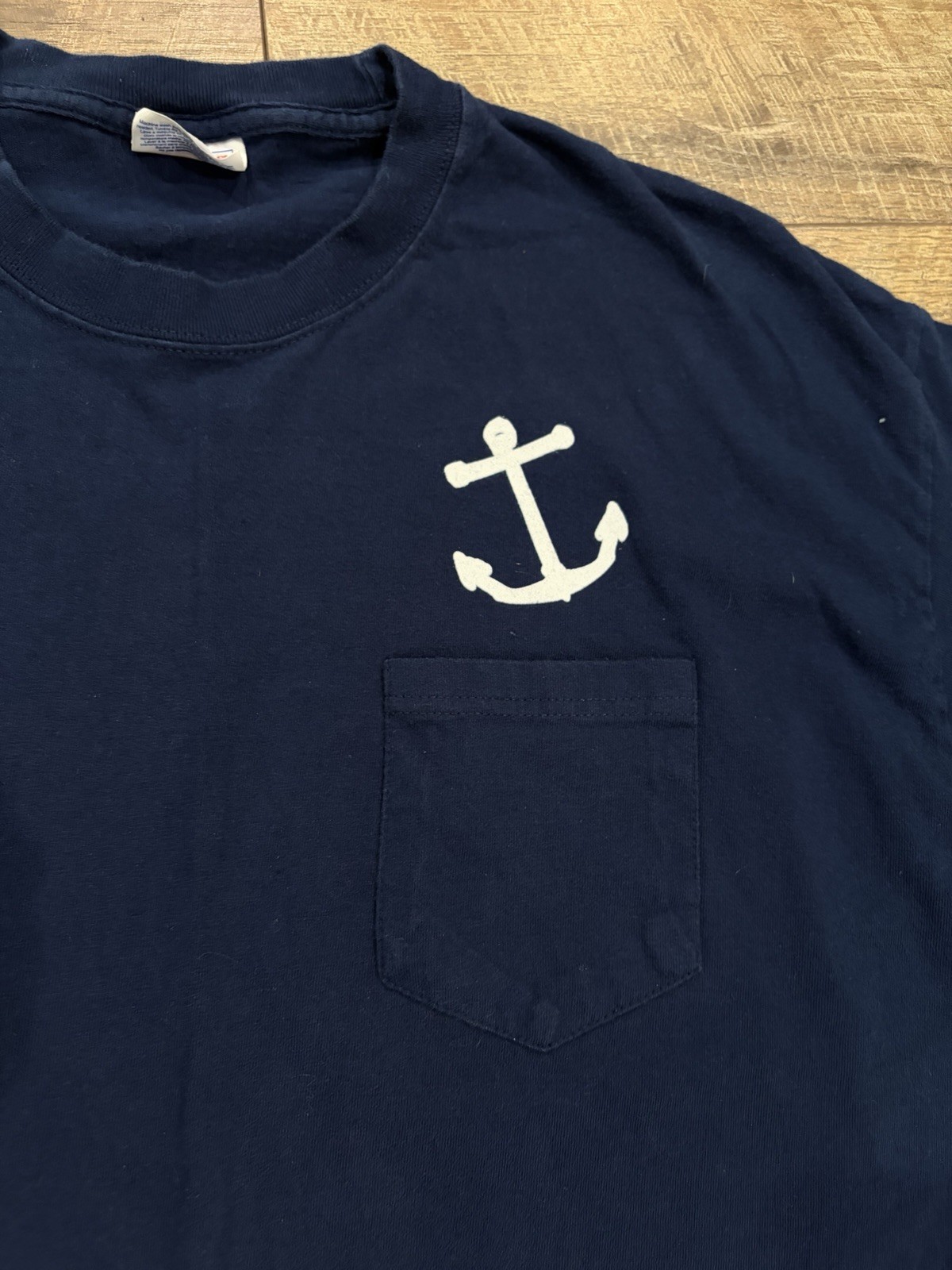 Vintage Nautical Fisherman Funny Dirty Graphic Tee Navy Blue Double Sided XL gallery