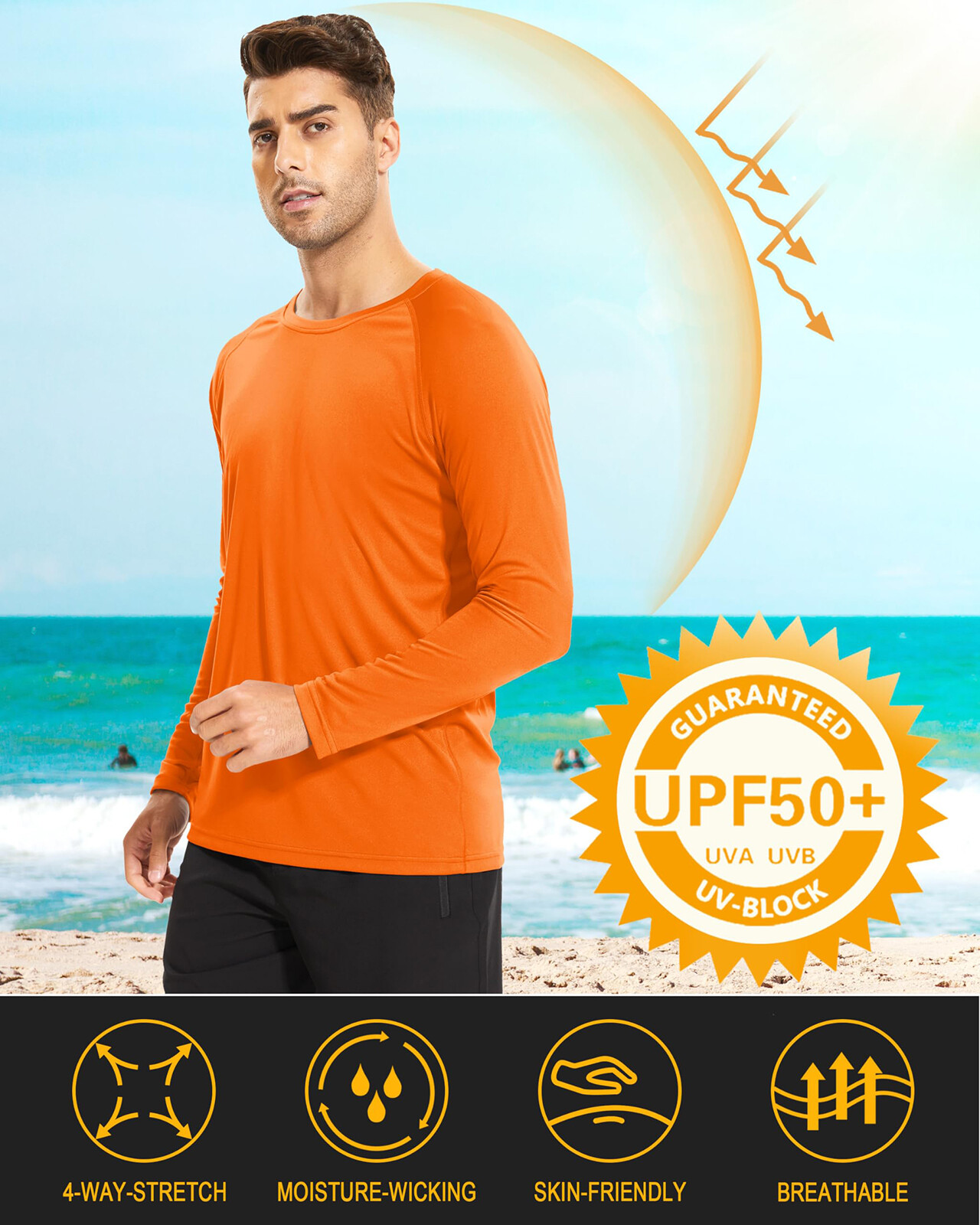UPF50+ Men's Sun Protection Long Sleeve T-Shirt Quick Drying Performance Shirts gallery