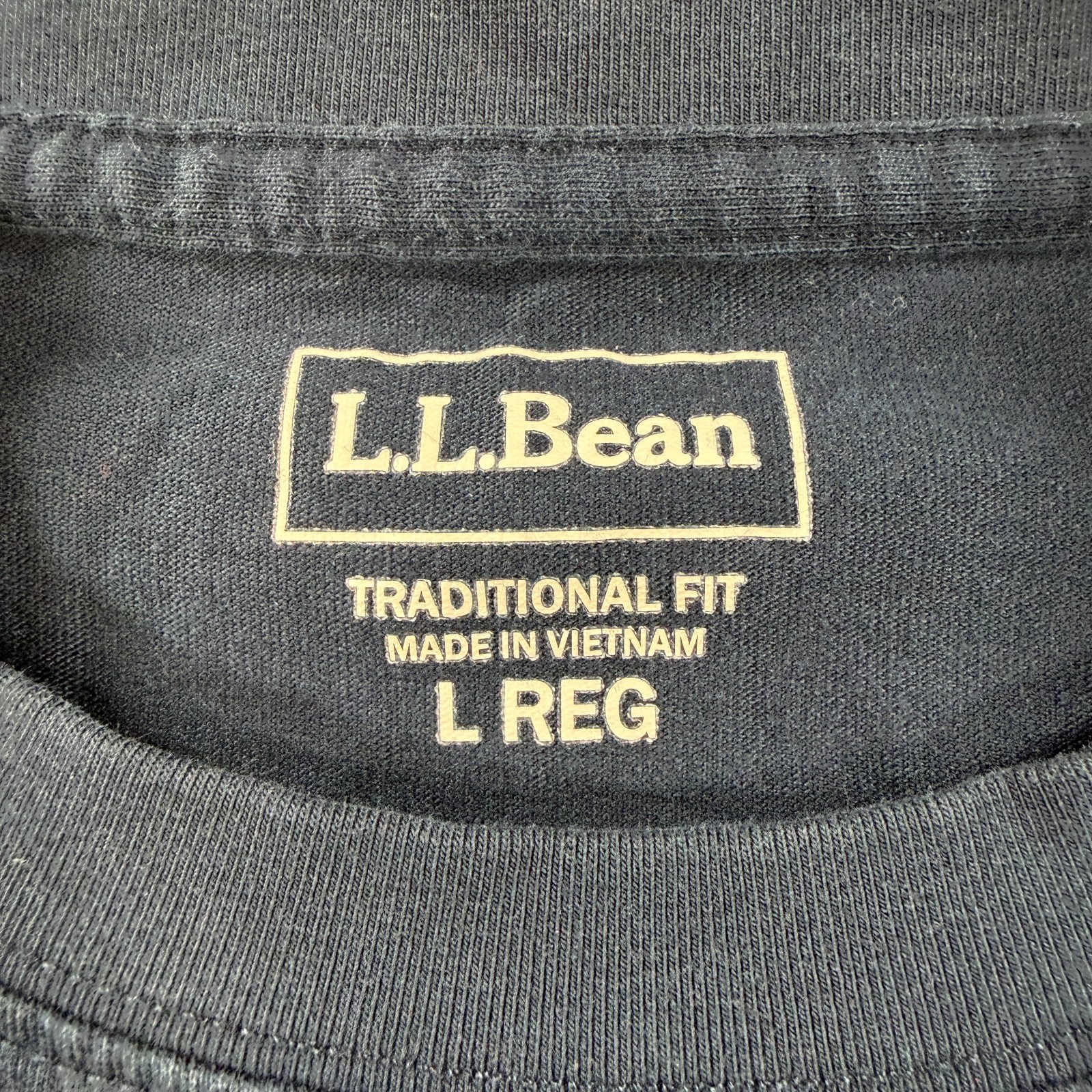 LL Bean Carefree Unshrinkable Logo Tee Shirt Mens Large Navy Blue 508335 gallery