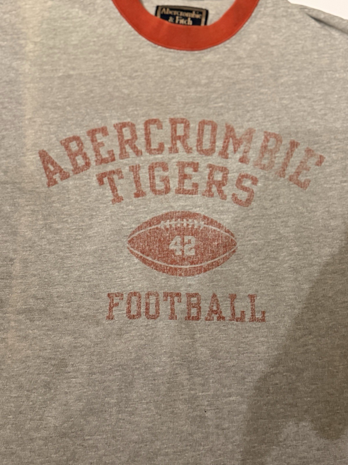 Vintage Abercrombie & Fitch Tigers Football Grey and Orange Tshirt gallery