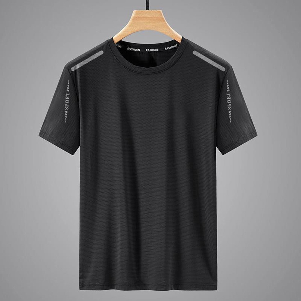 Short Sleeve Top Ice Silk Tee Lightweight Polyester Fabric Solid Color gallery