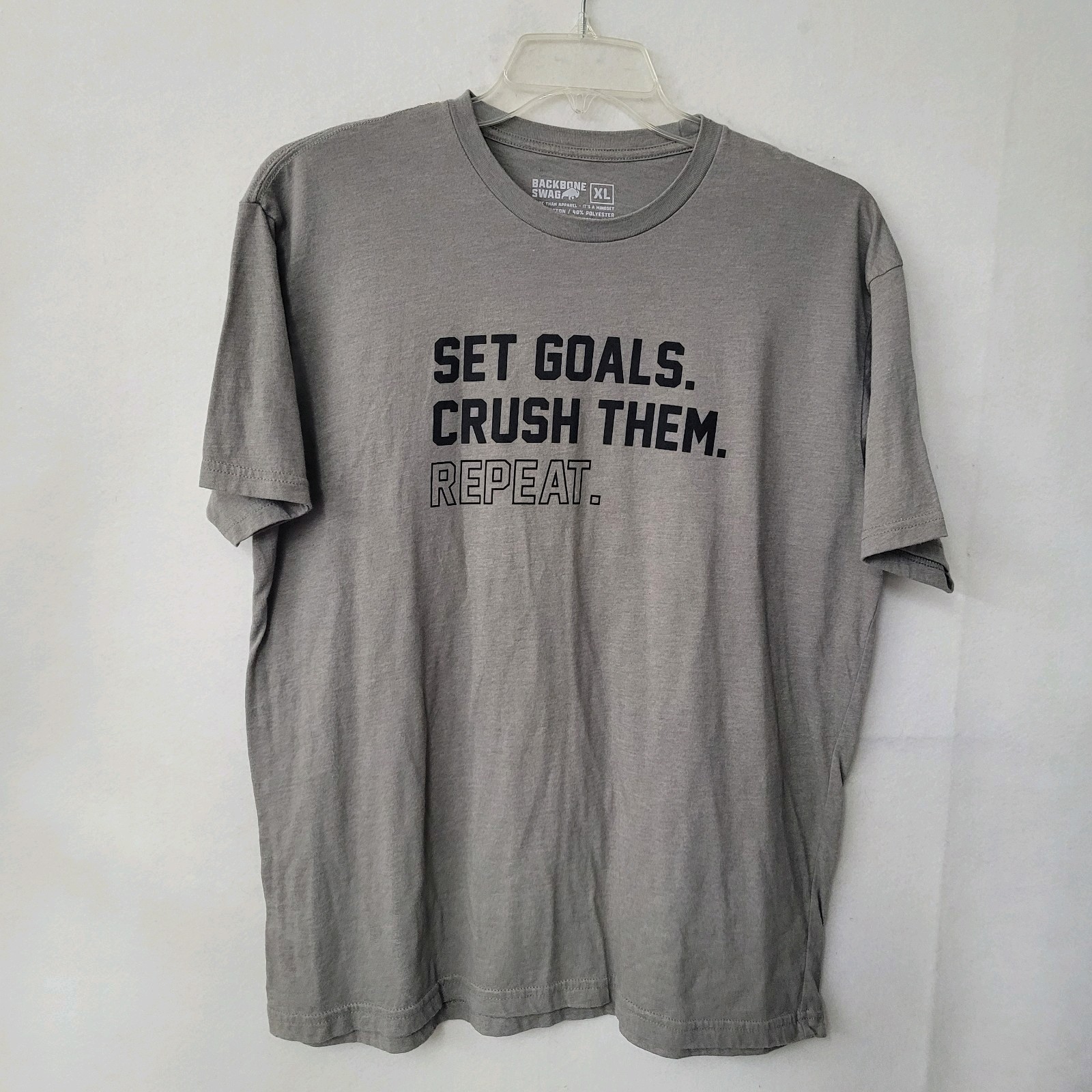 Backbone Swag Shirt Mens XL Grey Active Graphic Set Goals Crush Them Repeat