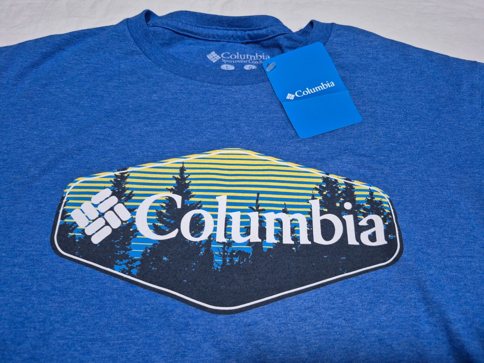 Columbia Men's Outdoor/Sports Blue Graphic Training Athletic Gym SZ Large gallery