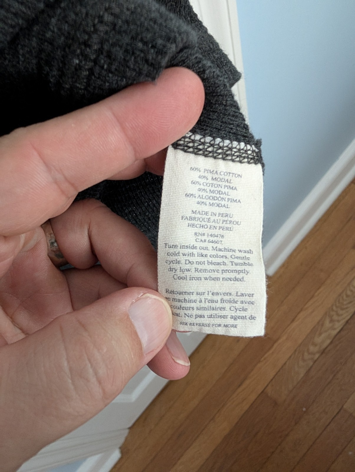 FAHERTY Waffle Knit Cloud Cotton Shirt Men's Large Dark Gray LS Thermal Crewneck gallery