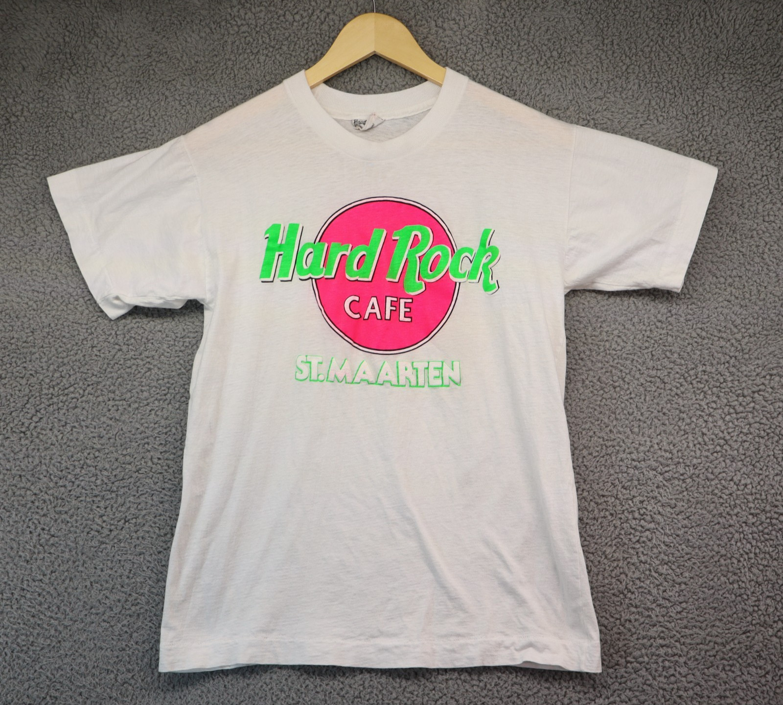 Men’s Hard Rock Cafe St Maarten T Shirt White Sz 40 S/M see description