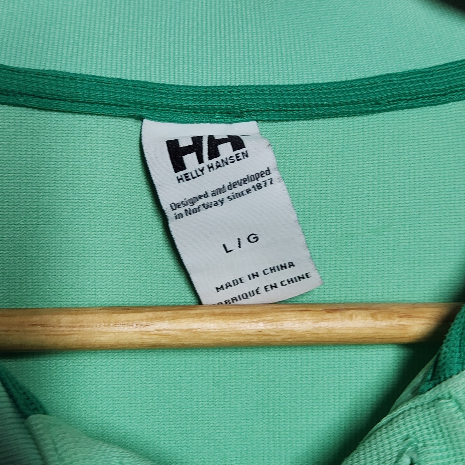 Helly Hansen Polo Shirt Men Size L Large Green HH Logo Textured Polyamide gallery