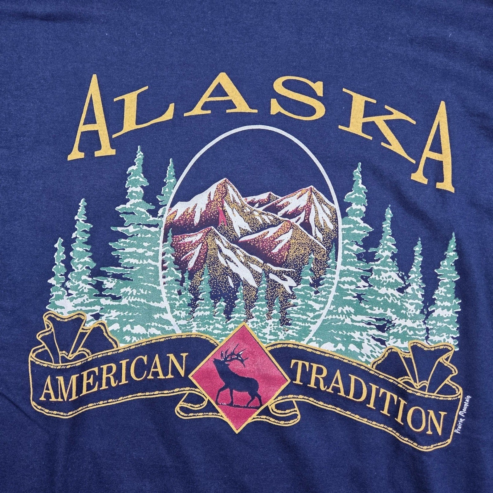 Prairie Mountain Alaska American Tradition Navy Blue Single Stitch TShirt Mens L gallery