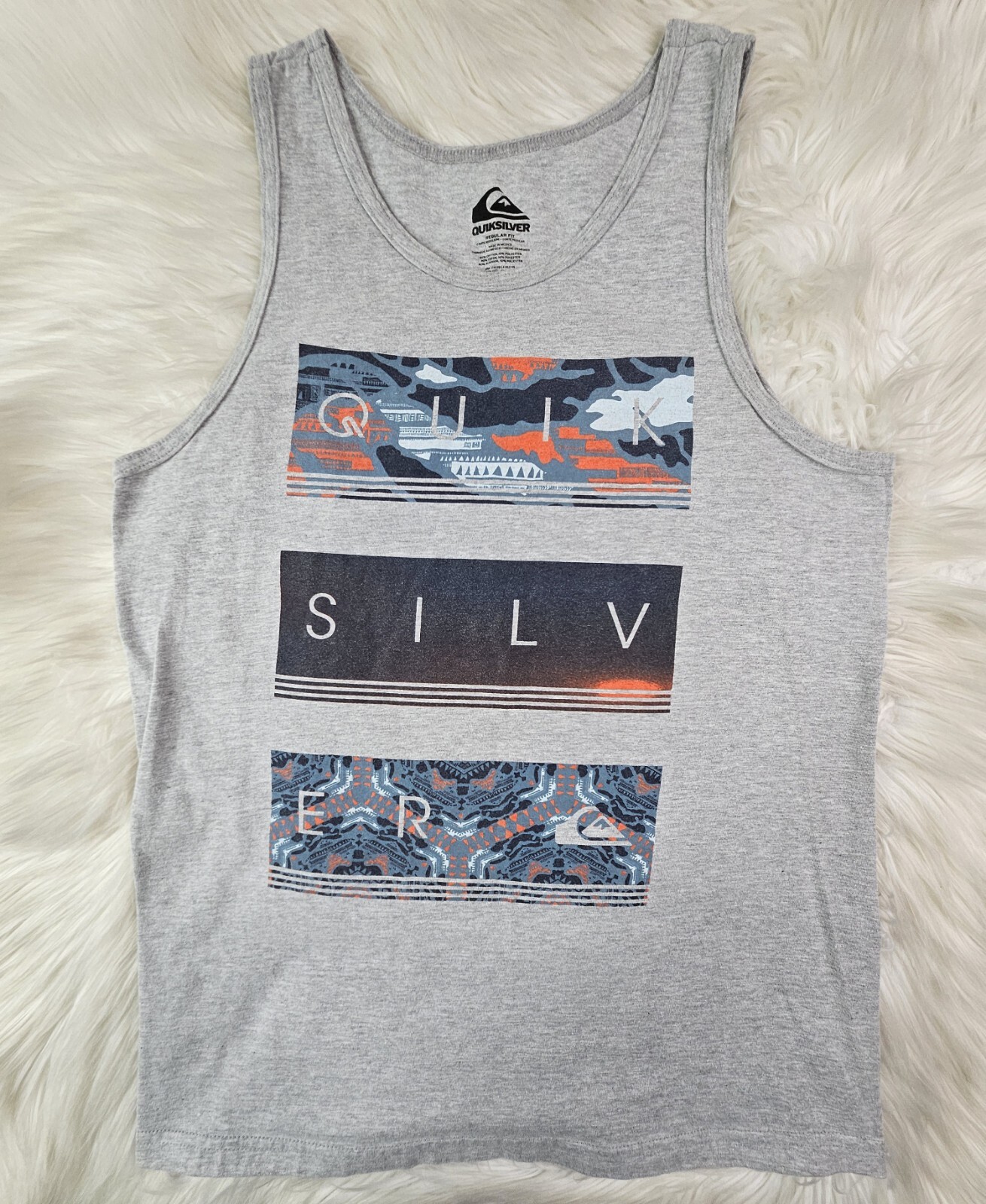 Quiksilver Tank Top Shirt Mens (M) Gray Outdoor Beach Surf Hiking Logo gallery