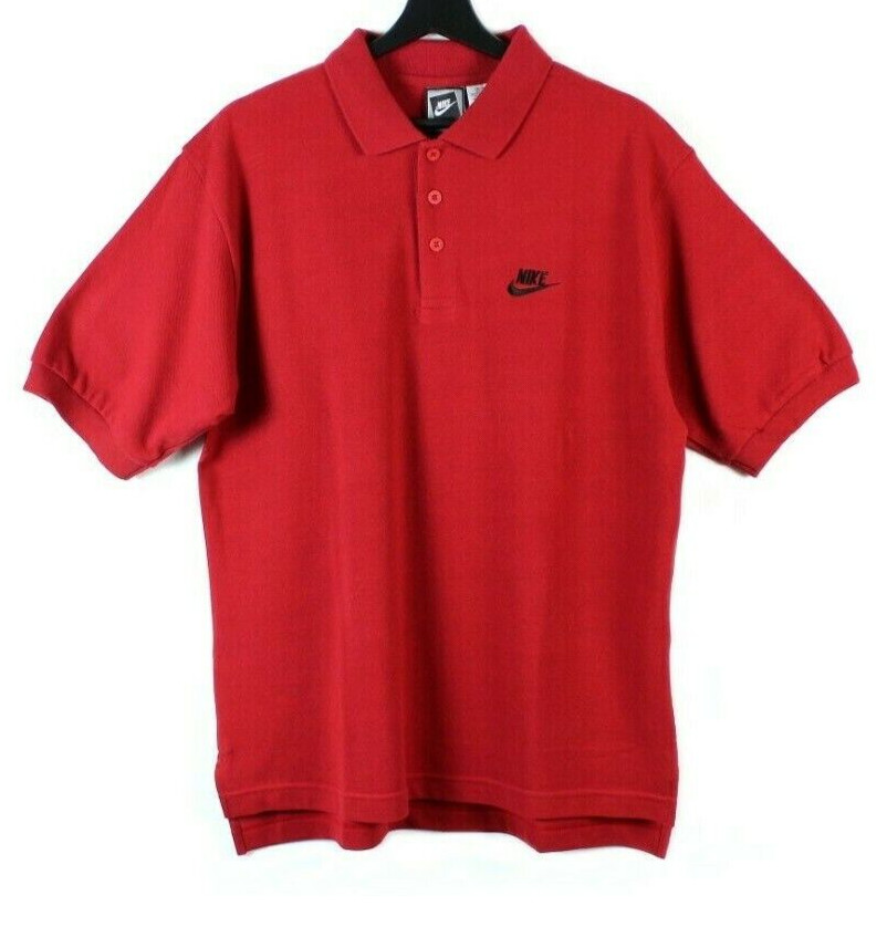 NOS 90s vintage Nike polo t-shirt pique cotton tshirt golf tennis deadstock M L