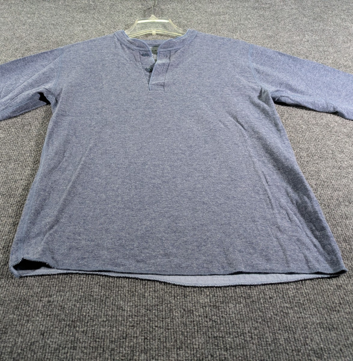 LL Bean Mens M Traditional Fit River Driver Henley Shirt Wool Nylon Blue Thermal gallery