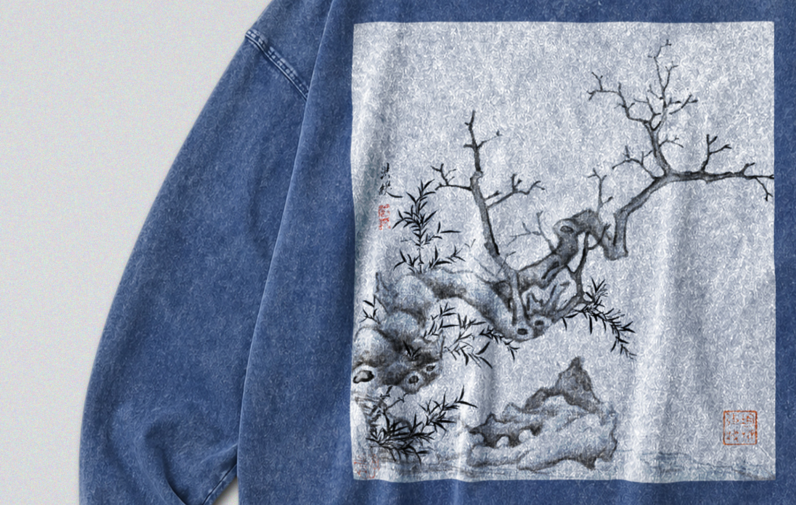 100% Cotton Long Sleeve Tee - Retro Oversized Fit - Unisex - Chinese Winter Art gallery