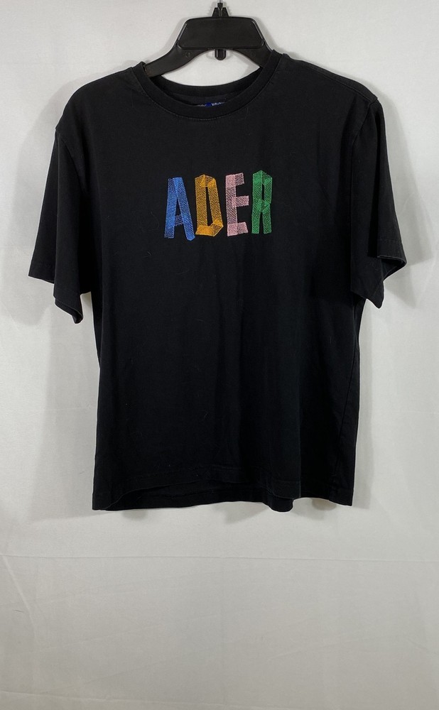 Ader Error Men’s Black Embroidered Logo T-Shirt 2020 Fall Winter Size A2