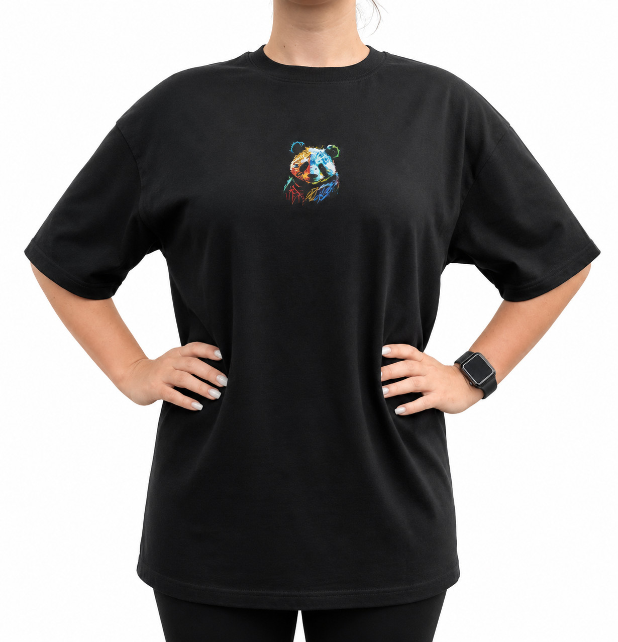 Oversized Panda T-Shirt Cute Kawaii Graphic Tee Unisex Funny Streetwear Black gallery