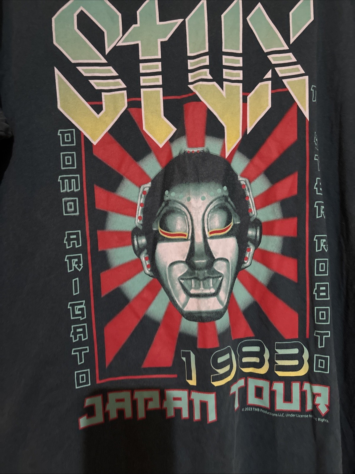 Lee Green Graphic Styx 1983 Japan Tour Mister Roboto Band Tee, L 28” Men’s Large gallery