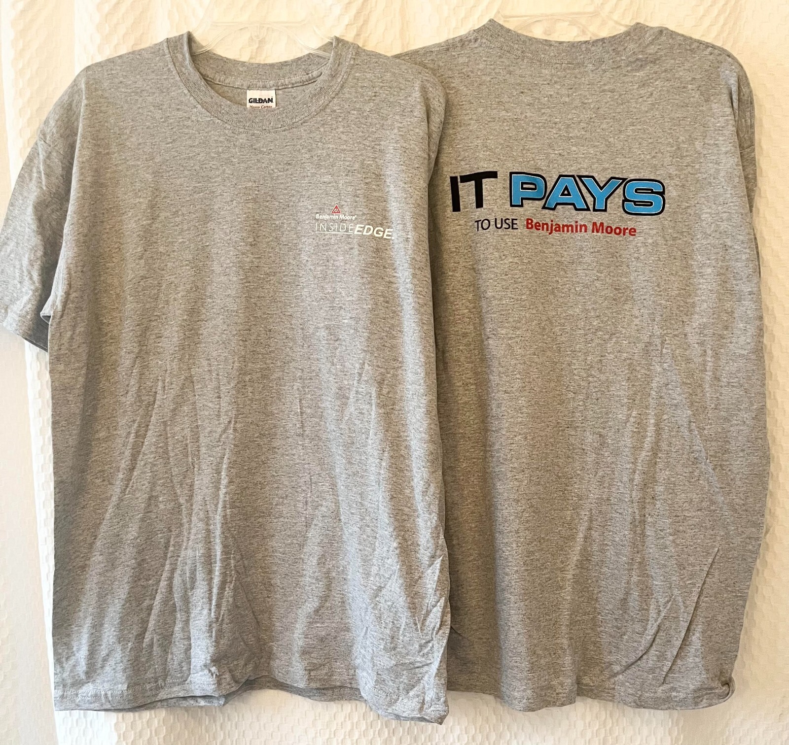 BENJAMIN MOORE Paint Store T-shirt Large Inside Edge Gildan Heavy Cotton Blend gallery