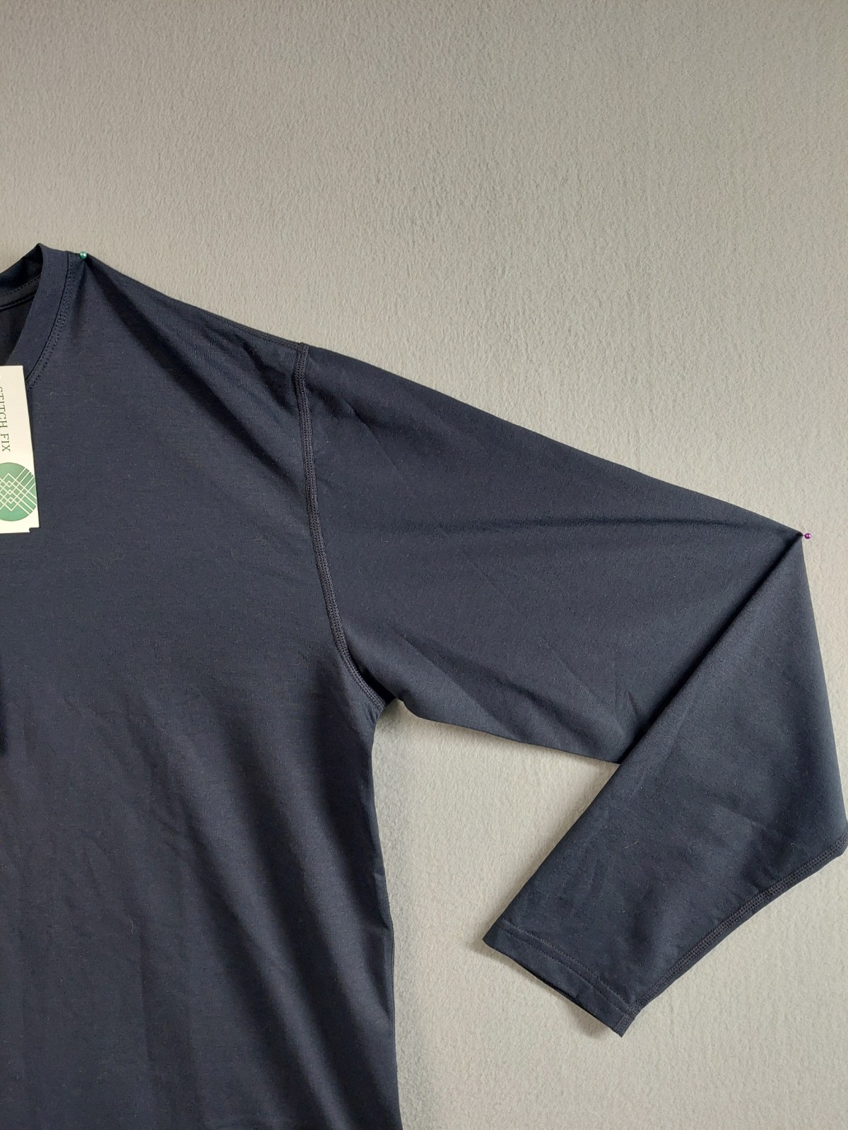 BYLT Men T Shirt L Gray Drop Cut Long Sleeve Stretch Button Up Logo Casual gallery