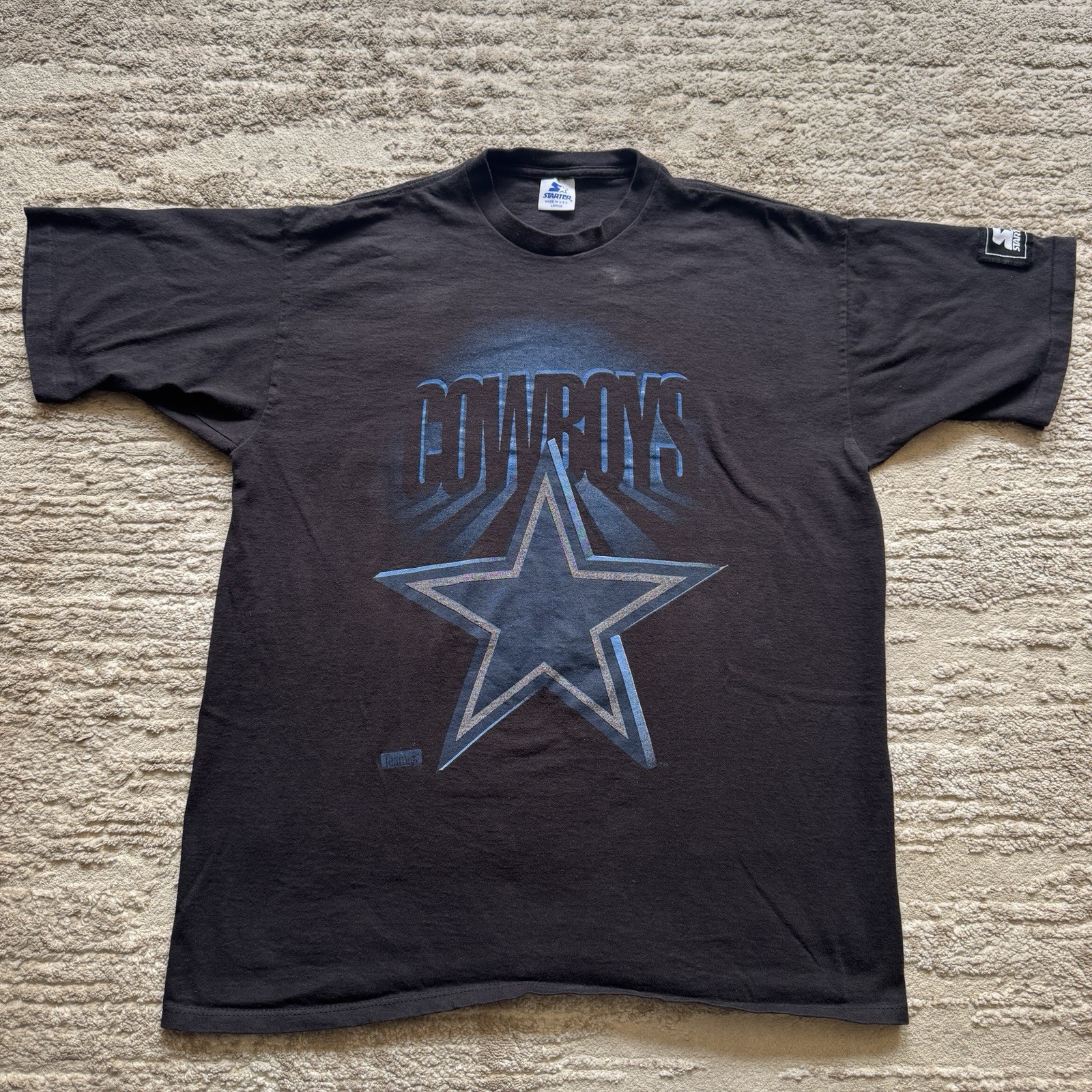 Vintage 90s Starter Dallas Cowboys Tee Mens Large Black NFL Football Tee USA gallery