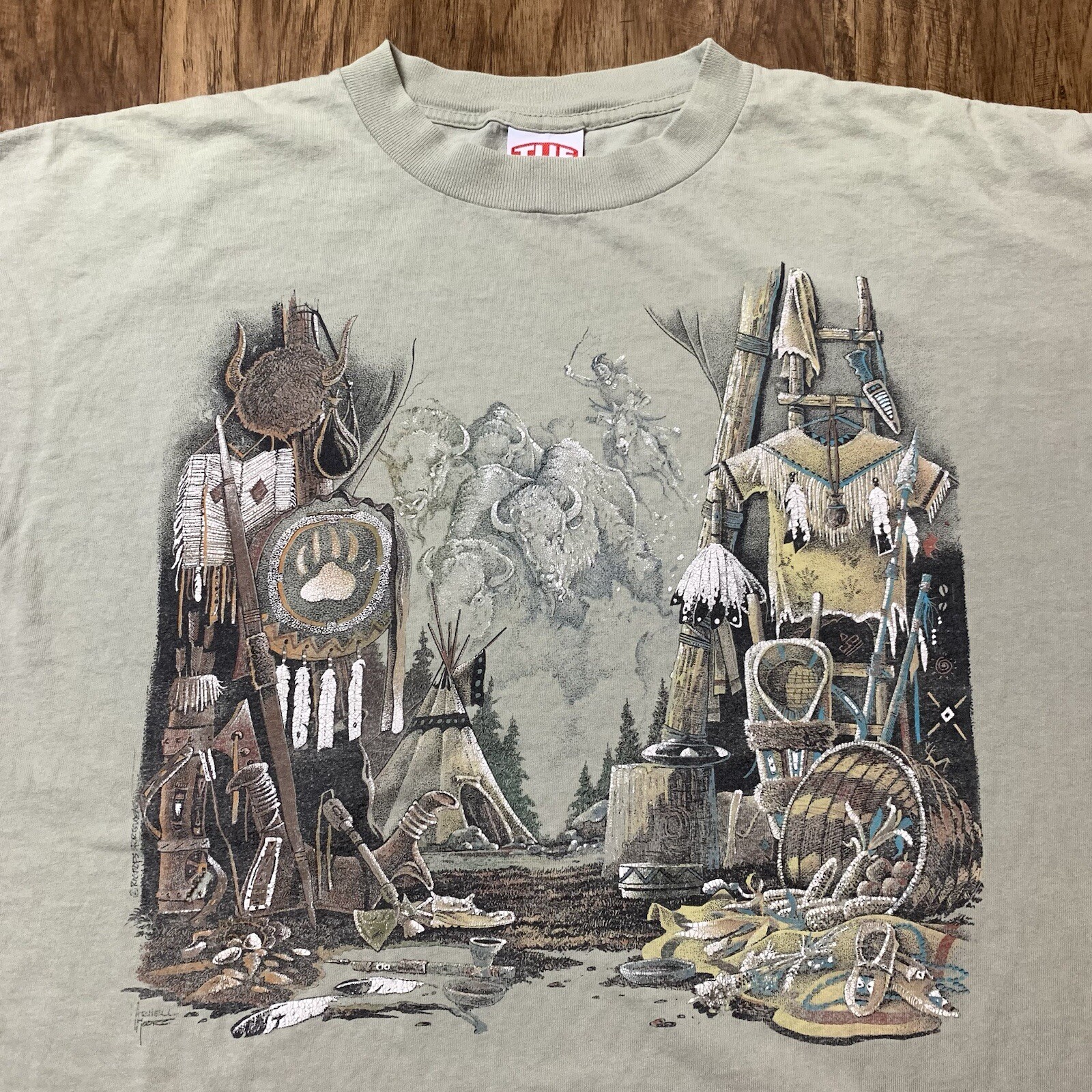Vintage Nature Art T Shirt Size 2XL 1990s Hunting Animals American XXL Y2K Texas