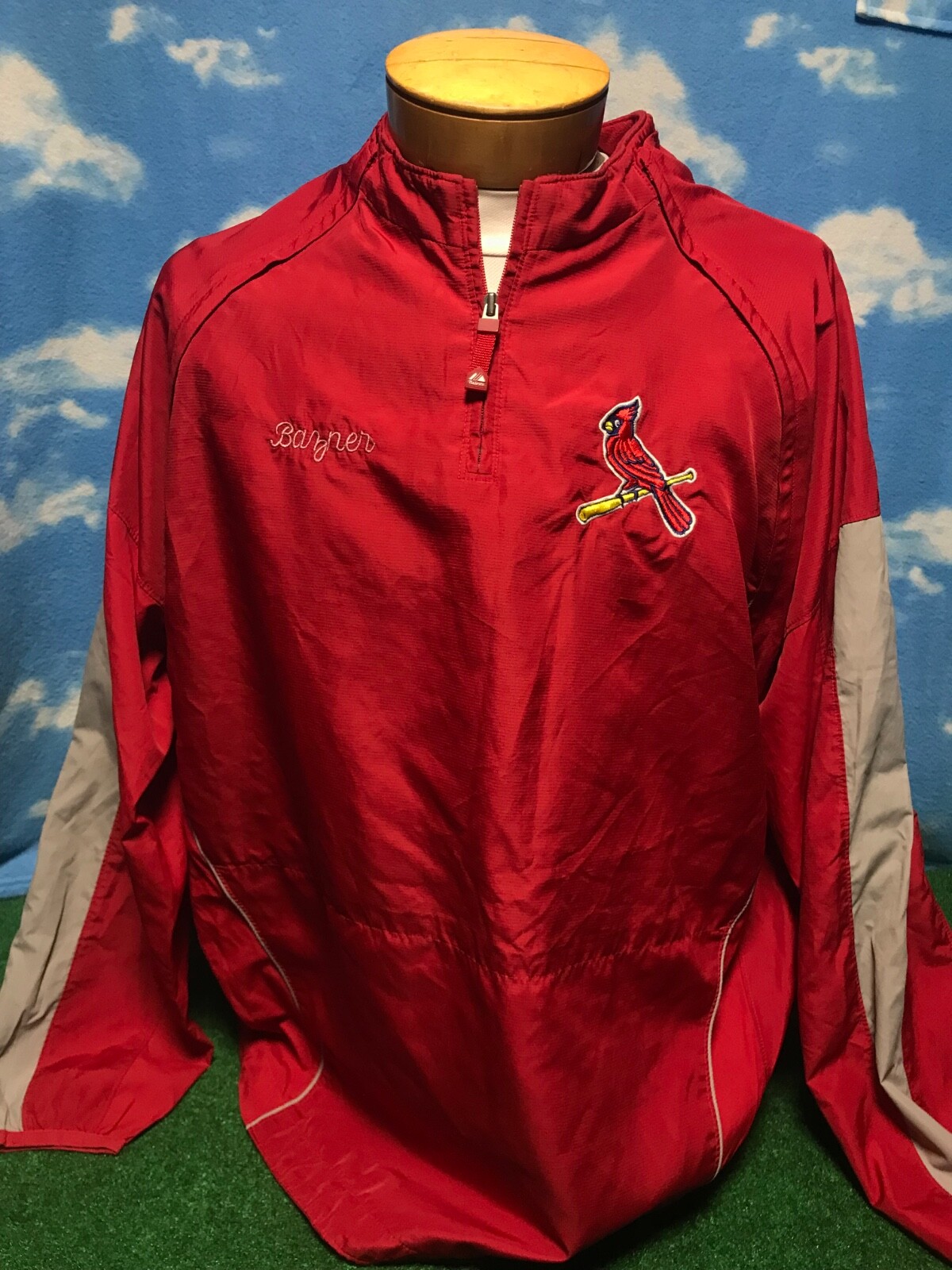 St Louis Cardinals Jacket pullover Majestic red XL Bayner sweatshirt 1/4 zip C26