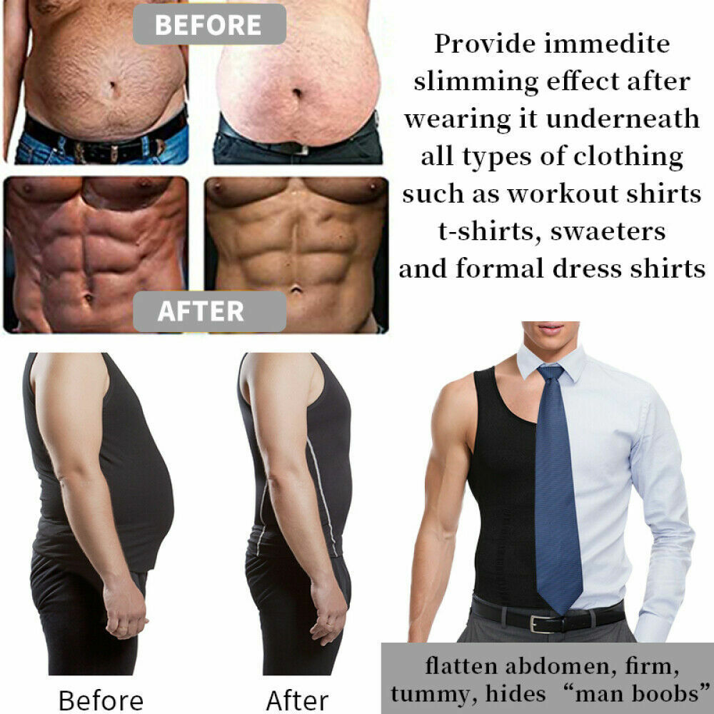 Men's Slimming Tummy Body Shaper Vest Compression T-Shirt Ultra Durable Tank Top gallery